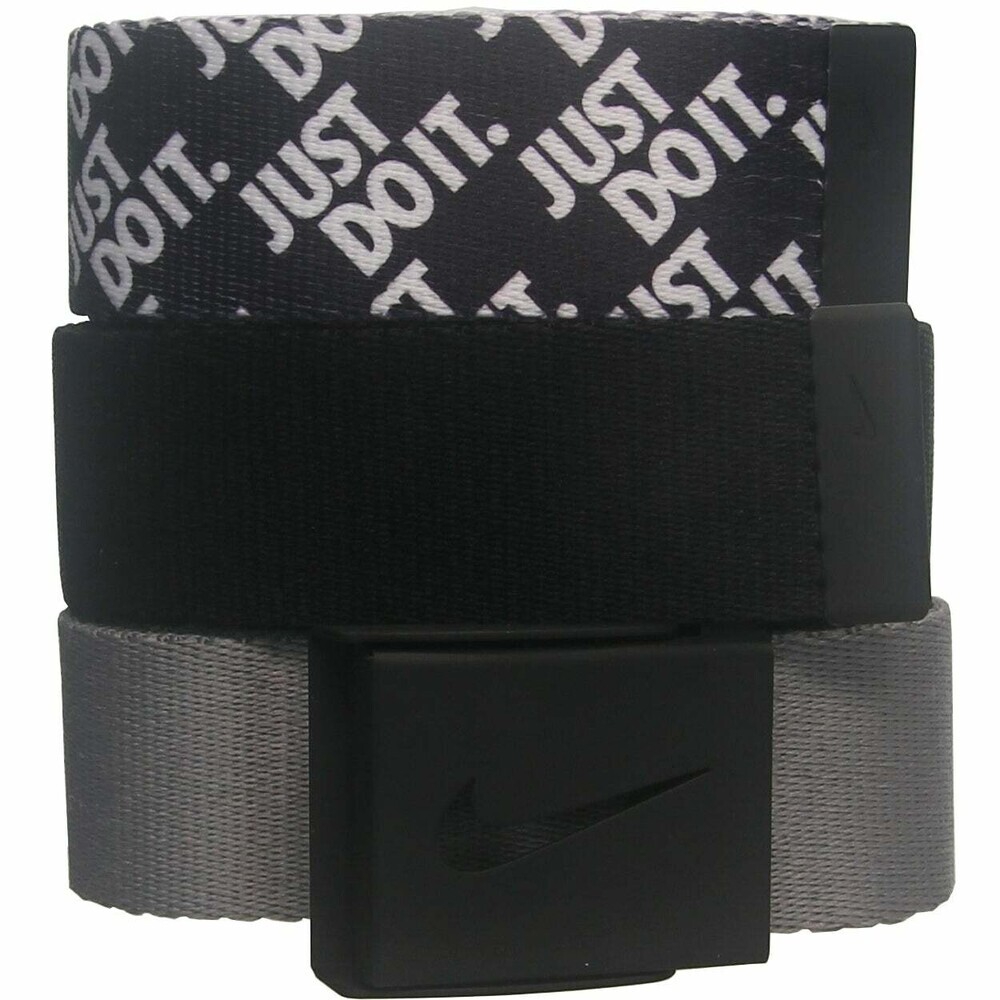 Nike Men's Multicolor Web Belt 3 in 1 Pack One Size Fits Most Up to 42 Logo Golf